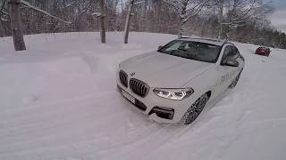 BMW X4 M40d G02  POV Test Drive in the Snow [upl. by Ennaimaj]