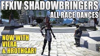 FFXIV Shadowbringers  All Race Dances Viera and Hrothgar Included [upl. by Yliak]