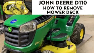 John Deere Mower Deck Removal and belt replacement step by step easy [upl. by Enelrae]