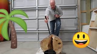 How to use a Log Splitter on a Large Log Harbor Freight Log Splitter Review [upl. by Enelear]