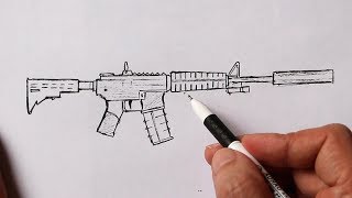 How to Draw M4 A1 [upl. by Errecart]