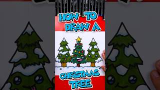 Drawing a Christmas tree getting dressed for the holidays 🤣 artforkidshub ❤️💛💙 [upl. by Caron283]