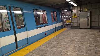 MR73 Montreal Metro train slowly moving towards the track switch at Longueuil metro station 🟡 [upl. by Lebasiram]