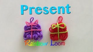 EASY Rainbow Loom Present Charms Christmas Holidays [upl. by Adda151]