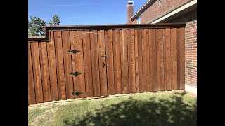 Cedar Fence Board On Board With Top Cap And Beautiful Arch Top Gate [upl. by Ahsienat]