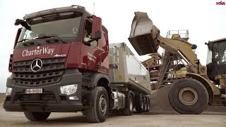 Mercedes Arocs with SCHMITZ tipper semitrailer equipped in HYVA ALPHA hydraulic [upl. by Rocker280]