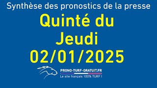 Quinté  Les pronostics PMU de la presse pour le quinté du jeudi 2 janvier 2025 [upl. by Airretnahs]