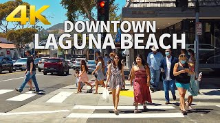 LAGUNA BEACH  Walking Downtown Laguna Beach Orange County California USA Travel 4K UHD [upl. by Annirtak399]