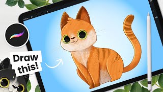 The Cutest Way To Draw A CAT • Cute • Easy Procreate Tutorial [upl. by Yevol459]