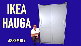 Ikea HAUGA Wardrobe with sliding doors Assembly instructions [upl. by Naida249]