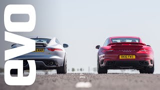 Jaguar F type R AWD vs Porsche 911 Turbo S  which is fastest  evo DRAG BATTLE [upl. by Hatcher232]