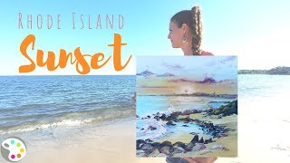 Acrylic Painting Tutorial  How to Paint a Sunset Over the Ocean [upl. by Duong860]