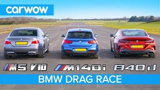 BMW 840d vs M140i vs E60 M5 V10  DRAG RACE ROLLING RACE AND BRAKE TEST [upl. by Rosenthal685]