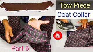 Checks coat stitching part 6  How to sew a 2 piece coat collar  blazer two piece collar Stitching [upl. by Ivgnout]