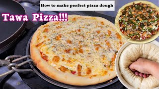 Tawa Pizza complete method  How to make perfect pizza dough👩🏻‍🍳 [upl. by Atinet]