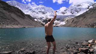 ‪idiot jumps in dangerous peruvian glacial lake causes avalanche‬ [upl. by Catarina]