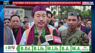 BJP’s MP Candidate Tapir Gao MLA Candidate for Bordumsa Diyun Somlung Mossang hold meeting [upl. by Naras44]