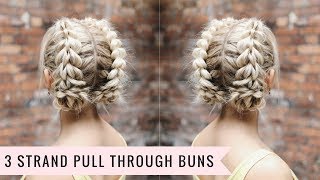 AMAZING 3 Strand Pull Through Buns by SweetHearts Hair [upl. by Corvese718]