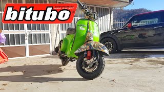 Tutorial montaggio ammortizzatori BITUBO Vespa 50 Special [upl. by Aerdnat733]