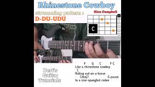 Rhinestone Cowboy  Glen Campbell guitar chords w lyrics amp strumming tutorial [upl. by Osyth]