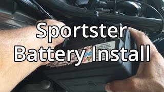 How To Harley Davidson Sportster Battery Install [upl. by Kellyn605]