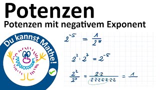 Potenzen mit negativen Exponenten Potenzrechnen [upl. by Thordis]