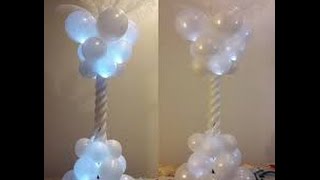 DIY Balloon column with balloon lights and feathers Great Balloon Decoration piece [upl. by Drooff]