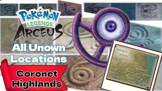 All Unown Locations Coronet Highlands  Pokémon Legends Arceus [upl. by Weisburgh249]