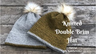 Knitted Double brim Hat  written pattern amp Tutorial [upl. by Pavlish22]