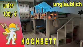 Unglaubliches HOCHBETT mit Treppe und LEDs  kostengünstig gebaut [upl. by Akilat]