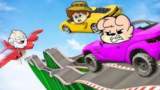 SUPER COCHES vs MEGA RAMPA MORTAL 🛩️💥🚗😂en GTA V con SILVIOGAMER PANCRACIO y PERMON [upl. by Nyrol]