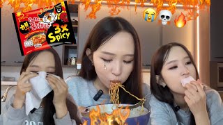 PART2 3X SPICY NOODLE CHALLENGE🔥🌶️🌶️😭 [upl. by Tiloine]