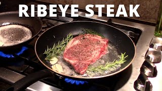 Pan Seared Oven Baked Ribeye Steak Recipe Basted in Garlic Rosemary Thyme Butter [upl. by Hama]