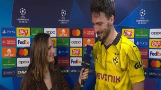 Mats Hummels Post Match Interview PSG vs Borussia Dortmund 01 [upl. by Aienahs]