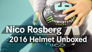 Unboxing F1 Nico Rosbergs new 2016 helmet [upl. by Elpmid]