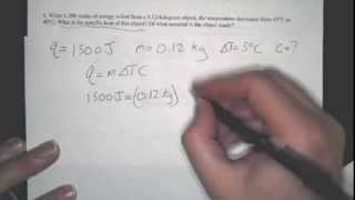 How to calculate specific heat Example specific heat problems [upl. by Tnomyar]