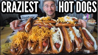 INSANE HOT DOG CHALLENGE  Fancy Hot Dog Food Challenge In Ohio  Man Vs Food [upl. by Inail]