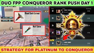 DUO FPP CONQUEROR RANK PUSH DAY 1  STRATEGY FOR PLATINUM TO CONQUEROR RANK PUSH IN BGMI bgmimario [upl. by Glanti]