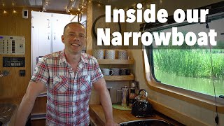 A Tour Inside Our Canal Narrowboat Home Tiny OffGrid Houseboat Ep 107 [upl. by Ahsilrae297]