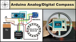 Arduino Analog  Digital Compass with HMC5883L sensor [upl. by Hedwig]