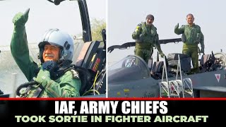 IAF Army Chiefs take sortie in fighter aircraft at Air Force Station in Bengaluru [upl. by Leidgam36]