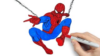 Spiderman Drawing and Coloring  Örümcek Adam Çizimi ve Boyama [upl. by Rafaelle]