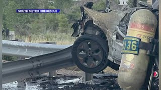 1 killed in EV crash fire that closed I25 north [upl. by Cordey]