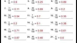 GRADE 4 MATHS FRACTIONS TO DECIMAL WORKSHEET [upl. by Holder]