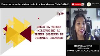 ✅ PRE SAN MARCOS 2020 II  Historia semana 16  Tercer militarismo al primer gobierno de Belaunde [upl. by Dupre363]