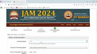 IIT JAM Form Fill Up 2024  HOW TO FILL IIT JAM 2024 Form  IIT JAM Form 2024 FILL UP  IIT JAM 2024 [upl. by Tremml]