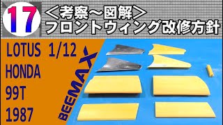 忙しい人用 017 ＜考察～図解＞フロントウィング改修方針【BEEMAX】112 LOTUS 99T 1987 MonacoGP WINNER [upl. by Mark]