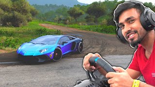 DRIVING A LAMBORGHINI AVENTADOR WITH REAL STEERING WHEEL  TECHNO GAMERZ GTA 5 [upl. by Allianora]