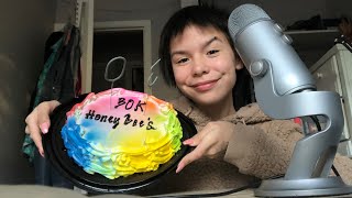 ASMR Celebrating 30K with eating cake and lighting sparklers🌞💛 [upl. by Sada]