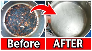 How To Clean Burnt Stainless Steel Pan [upl. by Aksel830]